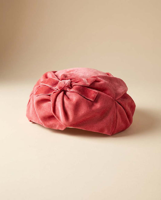 Vintage 1950s Pink Draped Cocktail Hat – Silk Bow Fascinator – Mid Century Structured Headpiece – Retro Evening Hat