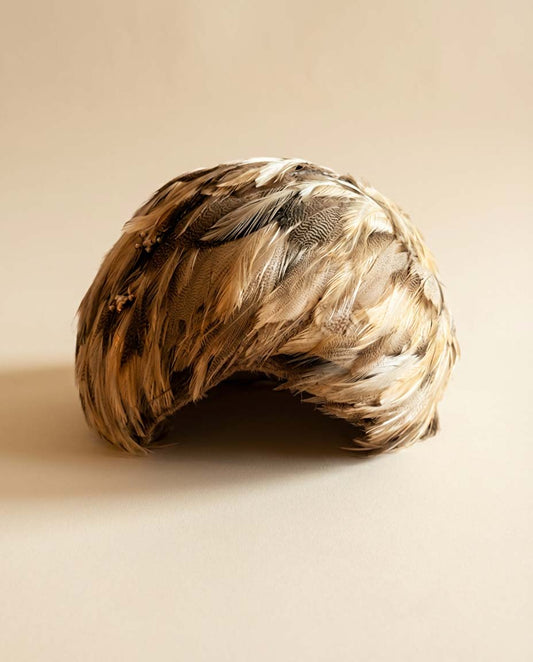 1960s Feather Bubble Hat Julia Spirozak Vogue Hats New York Brown Feather Hat Beaded Trim Vintage Cocktail Hat