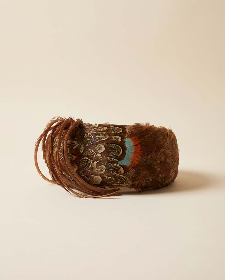 Vintage 1950s Feather Pillbox Hat Brown Pheasant Feather Cocktail Hat Statement Mid Century