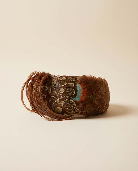 Vintage 1950s Feather Pillbox Hat Brown Pheasant Feather Cocktail Hat Statement Mid Century