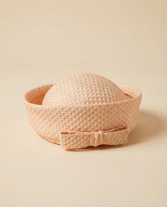 1960s Vintage Blush Pink Textured Pillbox Hat – Bow Detail Cocktail Hat – Mid Century Bridal / Occasion Hat