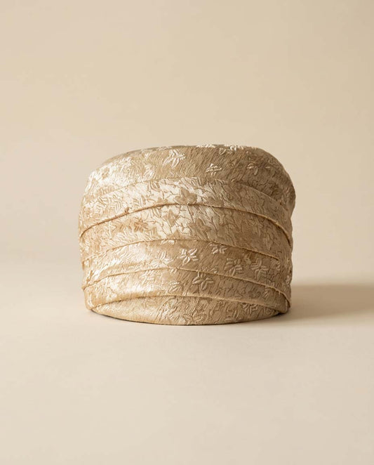 1960s Vintage Ivory Brocade Pillbox Hat – Textured Floral Jacquard – Mid Century Bridal / Cocktail Hat