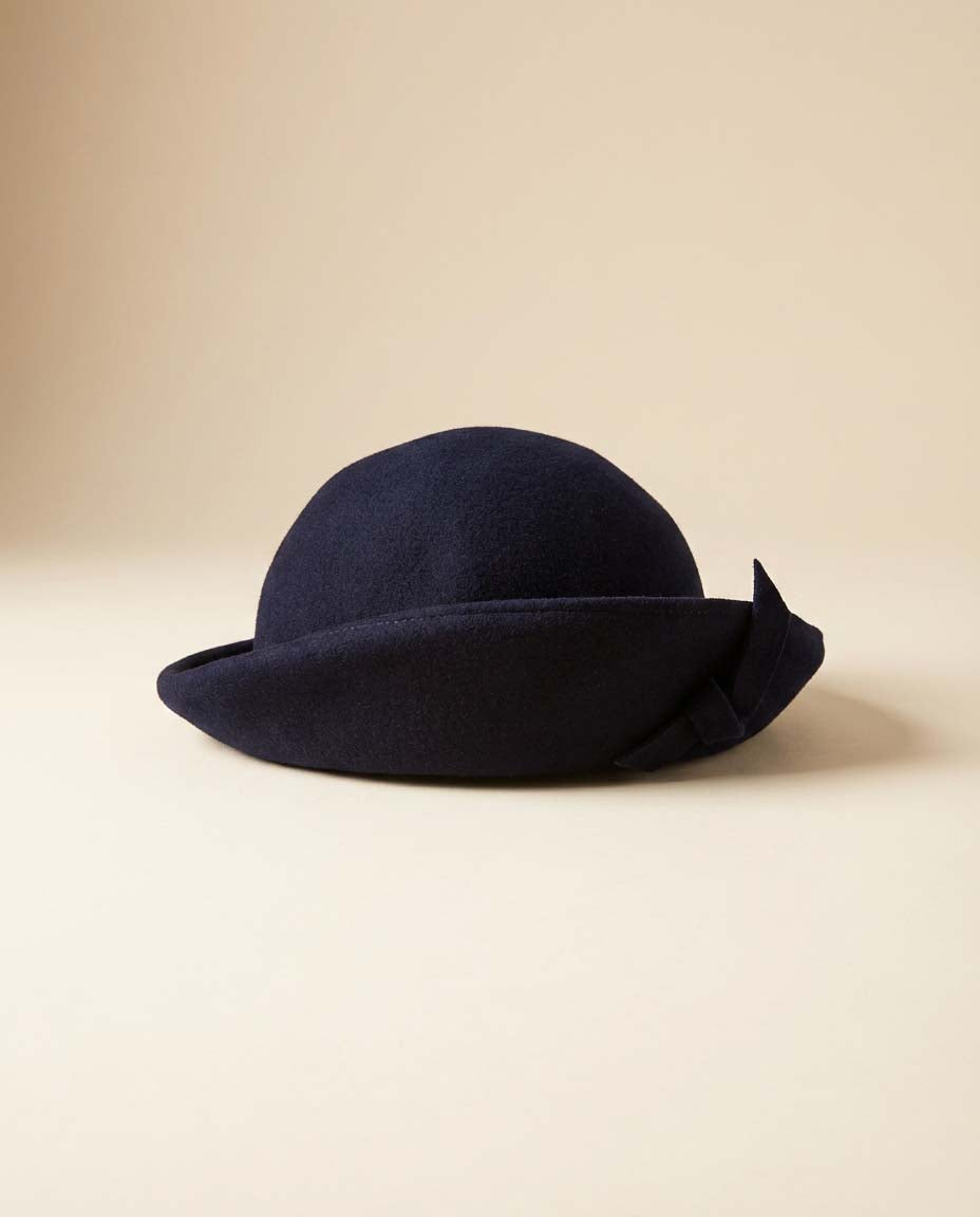 1950s Frederick & Nelson Navy Felt Hat – Classic Cloche Bow Hat