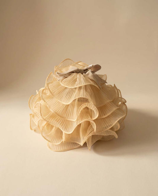 Vintage 1960s Mr. Kurt Ruffled Organza Hat – Cream Tiered Cocktail Hat