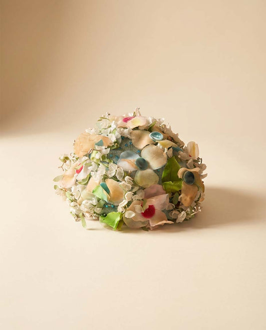 1960s Christian Dior Chapeaux Floral Veil Hat – Pastel Silk Flower Couture Headpiece – Garden Party Bridal Hat – Paris New York Designer Millinery