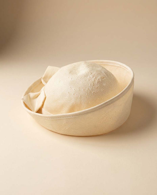 Vintage 1950s 1960s Ivory Straw Pillbox Hat Georgi New York Minimalist Bridal Hat Classic Mid Century Hat Wedding Church Hat