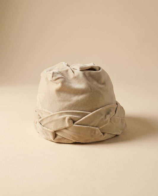 Vintage 1960s Fisk Chicago Ivory Velvet Turban Hat | Draped Cocktail Cap | Mid Century Minimalist Millinery