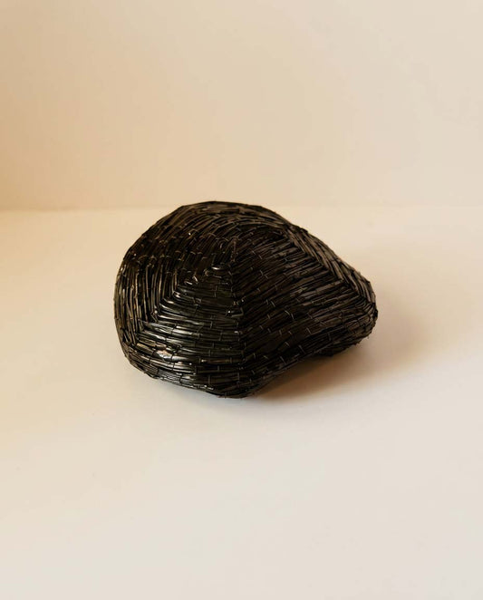 1950s Saks Fifth Avenue Black Woven Raffia Hat | Sculptural Avant Garde Cocktail Hat | Architectural Mid Century Millinery
