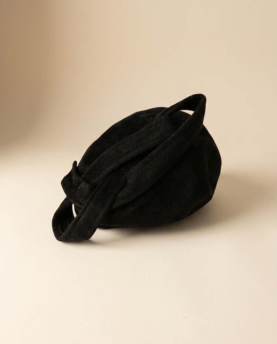 1950s Jack McConnell Black Wool Sculptural Hat | Avant Garde Cocktail Hat | Vintage Designer Millinery