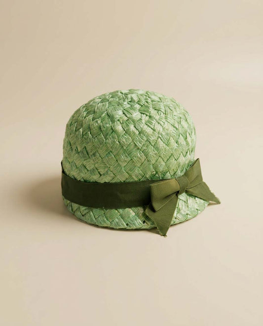 Vintage Mint Green Raffia Cloche Hat | 1960s Mod Straw Bubble Hat | Retro Spring Cocktail Hat
