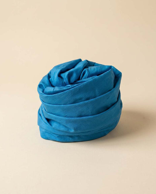 Vintage 1960s Sandra New York Blue Silk Turban Hat | Sapphire Blue Draped Cocktail Hat | Elegant Mod Evening Headpiece