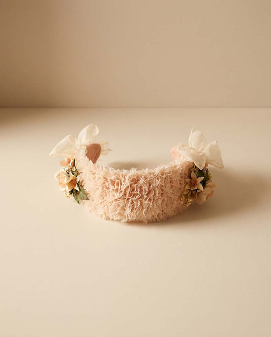 Vintage 1950s Blush Pink Floral Half Hat | Romantic Textured Bridal Headpiece | Cottagecore Garden Party Fascinator