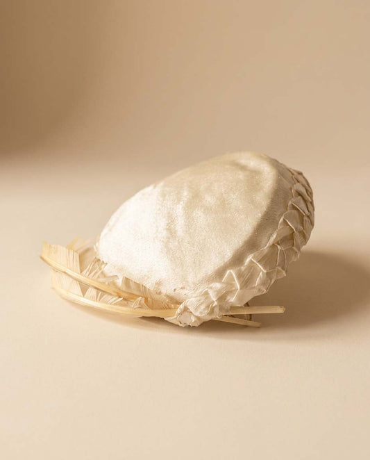 Vintage 1950s Ivory Satin Cocktail Hat | Sculptural Feather Fascinator | Mid Century Bridal Tilt Hat