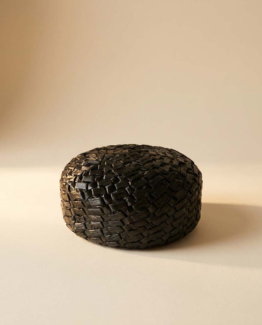 Vintage Gage Black Raffia Pillbox Hat | 1950s Sculptural Straw Hat | Mid Century Cocktail Millinery