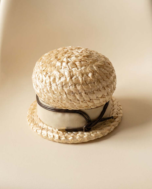 1950s Roberta Bernays Raffia Straw Cloche Hat | Vintage Ivory Woven Summer Hat | Mod Bucket Hat | Resort Wear Cocktail Hat