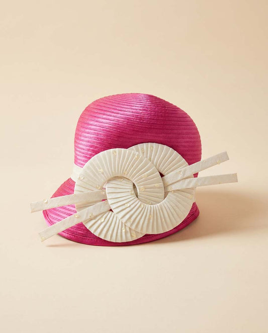 Vintage Hot Pink Cloche Hat | Fuchsia Sculptural Church Hat | Avant Garde Derby Millinery | Architectural Statement Hat