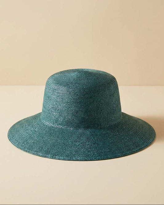 Vintage Teal Wide Brim Woven Hat | 1980s Summer Sun Hat | Turquoise Blue Resort Hat | Minimalist Statement Millinery | Coastal Chic Hat