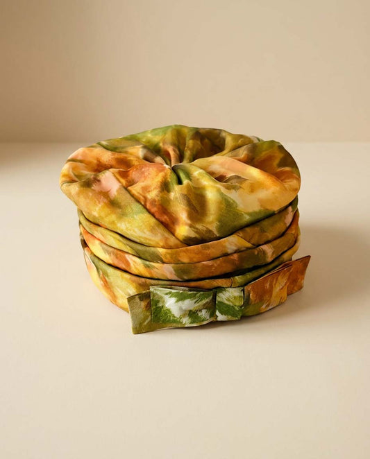 Vintage Mr. John Classic Floral Turban Hat | 1960s Designer Hat | Watercolor Print Satin Pillbox Turban | New York Paris Millinery | Autumn Garden Hat