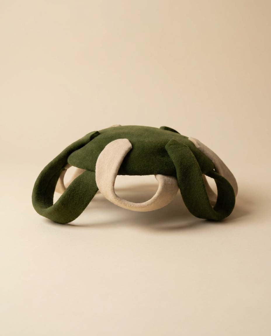 Vintage Royue's Cincinnati Sculptural Felt Hat | Green &amp; Ivory Wool Cocktail Hat | Avant Garde Loop Hat | Mid Century Modern Millinery | 1950s 1960s Statement Hat