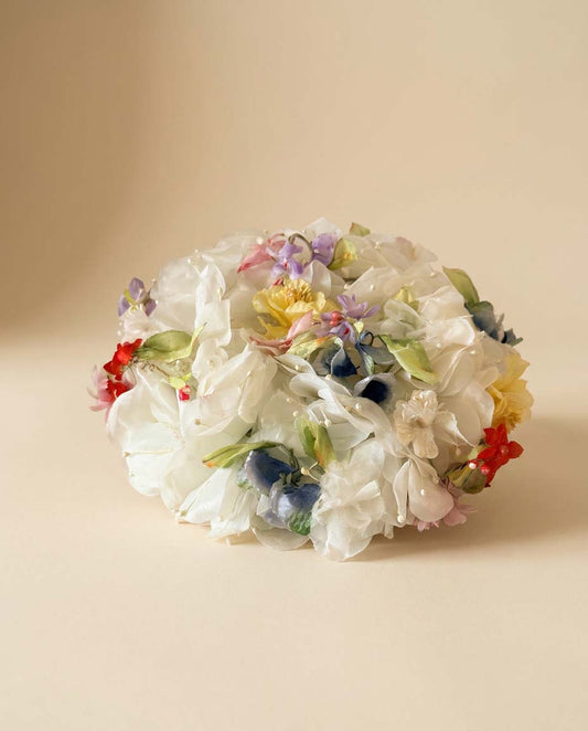 Vintage Floral Crown Hat | Romantic Cottagecore Flower Crown Fascinator | Bridal Garden Party Headpiece | Whimsical Spring Millinery | Festival Flower Halo
