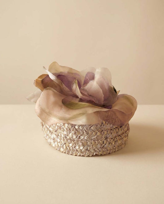 Vintage Lavender Floral Pillbox Hat | 1960s Flower Fascinator | Pastel Purple Raffia Pillbox | Romantic Wedding Guest Hat | Spring Garden Party Millinery