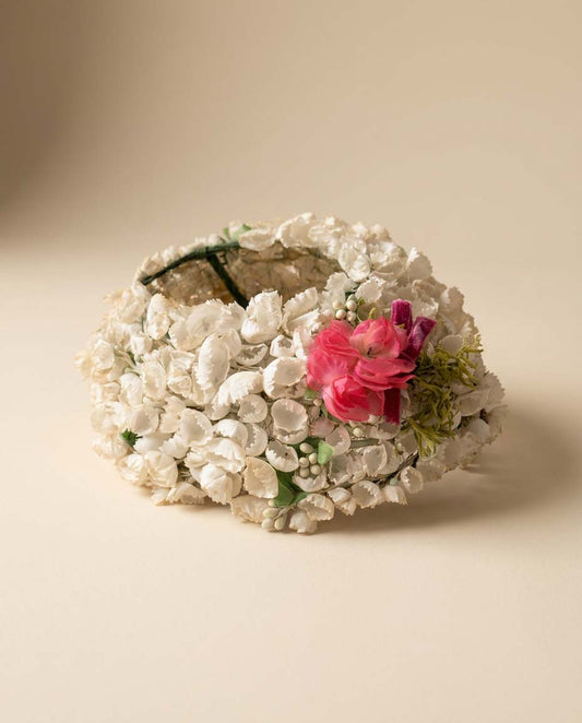 Vintage Miss Sally Victor Floral Halo Hat | 1950s Wedding Hat | Veil Ready Floral Crown | White Blossom Headpiece | Garden Party Bridal Fascinator
