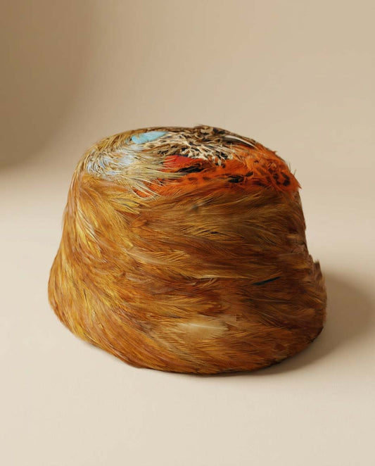 Vintage 1950s Feather Cloche Hat | Pheasant Feather Cocktail Hat | Mid Century Feathered Pillbox | Autumn Millinery | Statement Vintage Hat