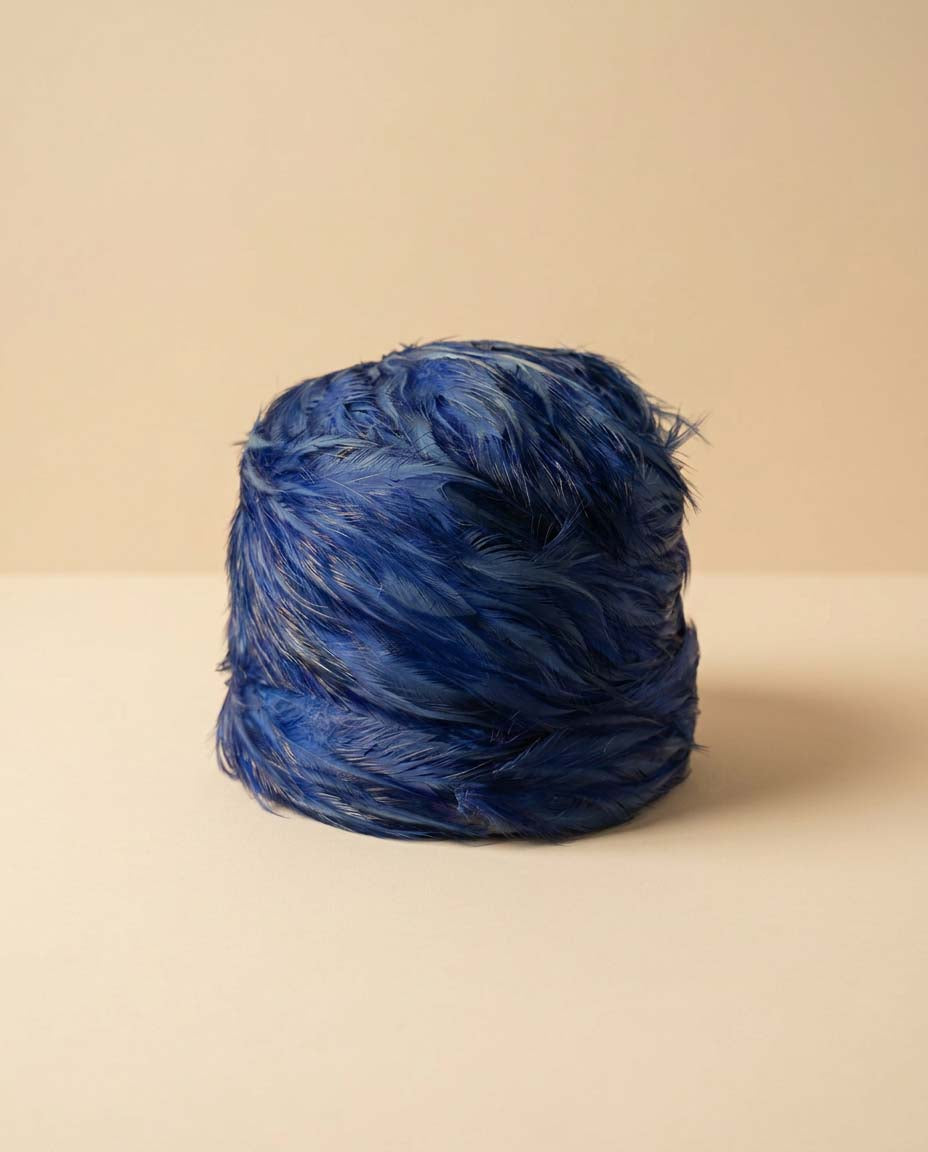 1960s Cobalt Blue Feather Cloche Hat | Vintage Feather Hat | Statement Cocktail Hat | Mid Century Glamour | Special Occasion Millinery