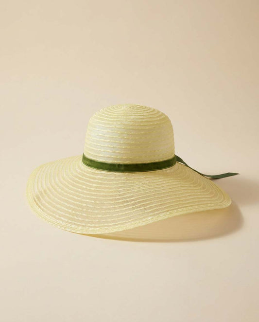 Vintage 1970s Sheer Wide Brim Sun Hat | Pale Yellow Summer Hat | Garden Party Hat | Kentucky Derby Hat | Romantic Cottagecore Millinery