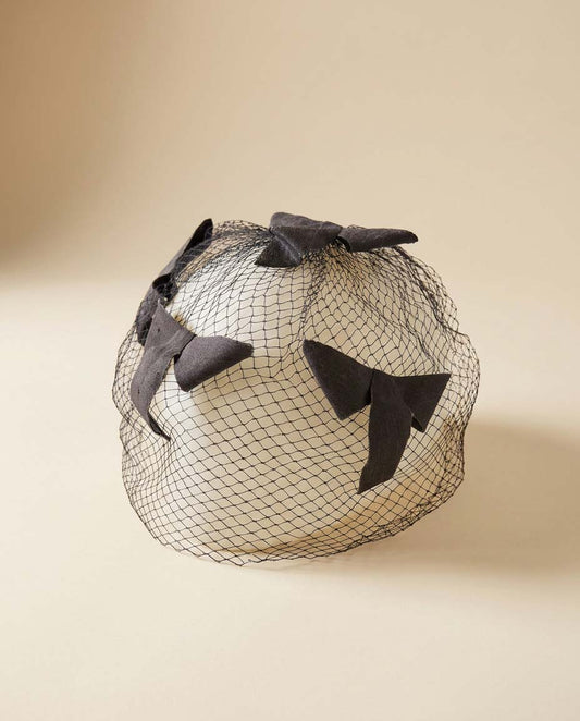 Vintage Black Pillbox Topper Fascinator Hat | Birdcage Veil Hat | 1950s Cocktail Fascinator | Gothic Bridal Headpiece | Vintage Millinery