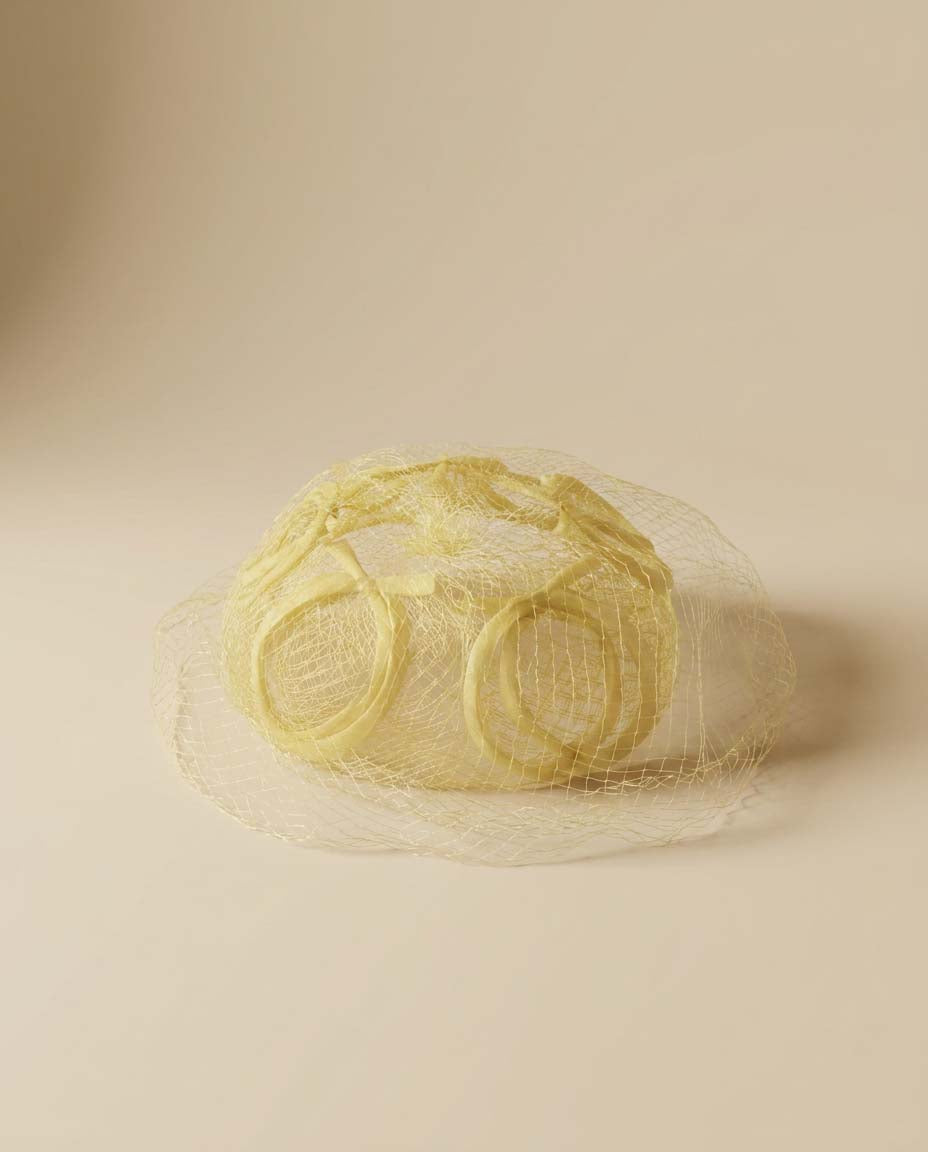 1950s Lemon Yellow Veiled Cocktail Hat | Vintage Fascinator Hat | Spring Garden Party Hat | Easter Hat | Mid Century Millinery
