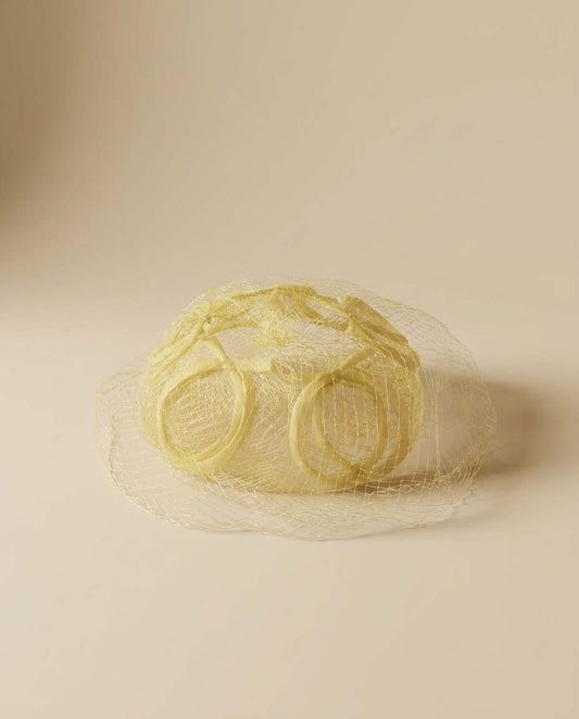1950s Lemon Yellow Veiled Cocktail Hat | Vintage Fascinator Hat | Spring Garden Party Hat | Easter Hat | Mid Century Millinery