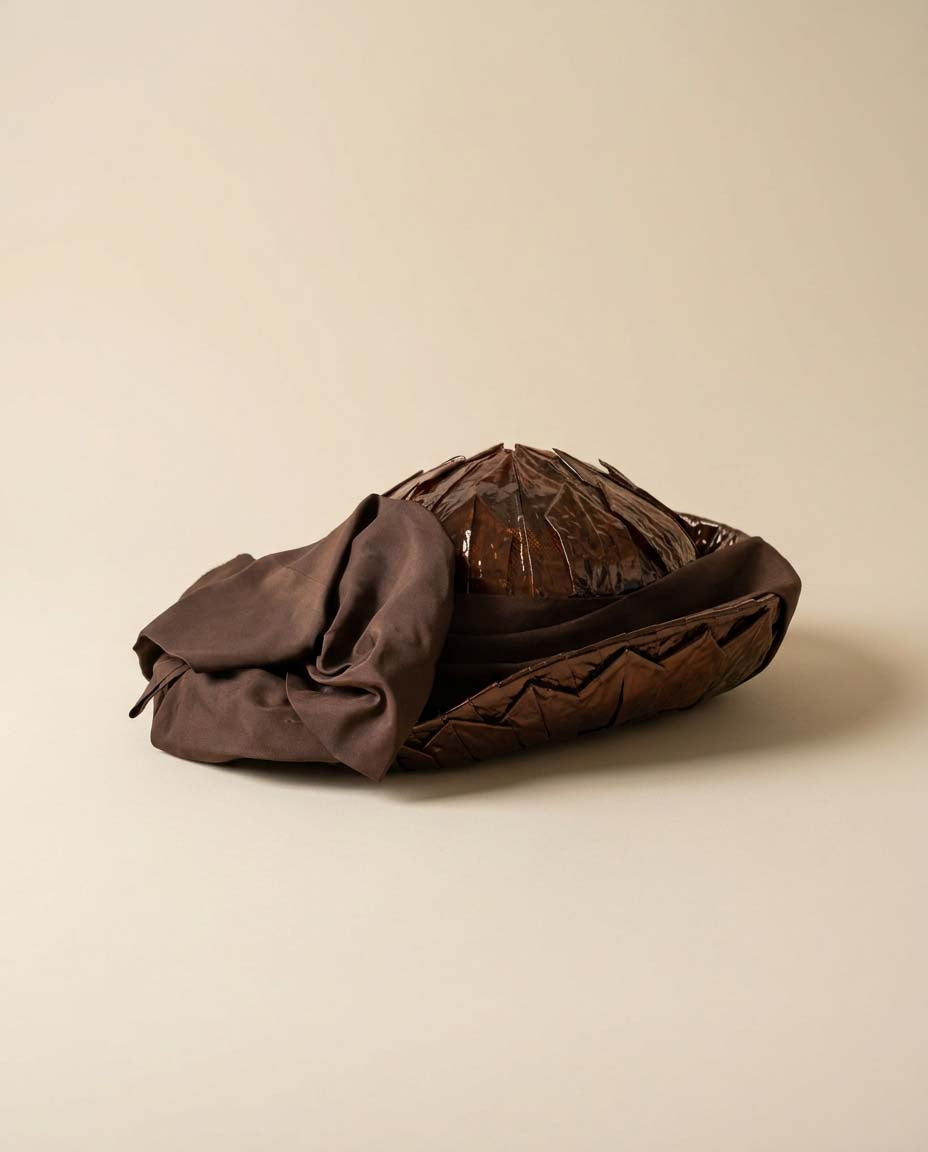 Vintage Evelyn Varon Model Hat, Sculptural Cocktail Hat, Brown Cellophane Hat, Avant Garde Millinery, 1950s Designer Hat