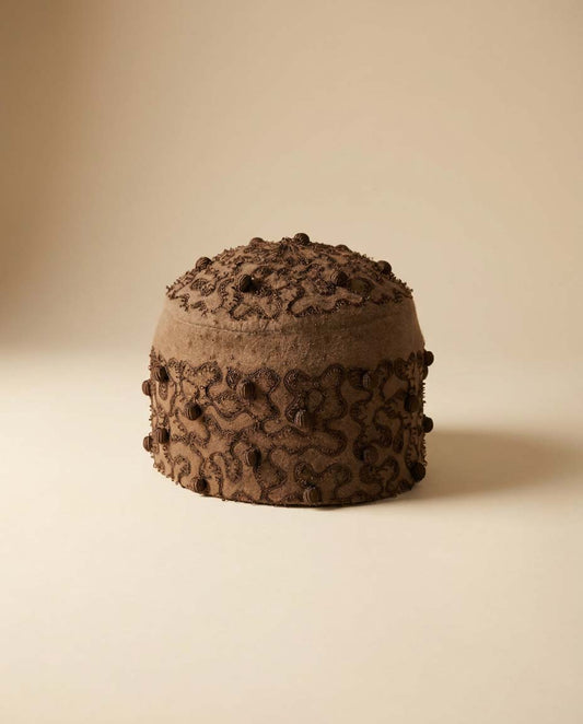 Vintage Brandt New York Pillbox Hat, Brown Embellished Veiled Hat, 1960s Cocktail Hat, Wool Felt Pillbox, Mid Century Millinery