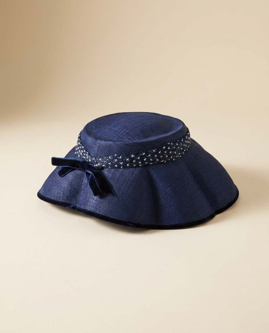 Vintage Valerie Modes Navy Blue Wide Brim Hat, 1960s Church Hat, Mid Century Cocktail Hat, Elegant Dress Hat, Kentucky Derby Hat