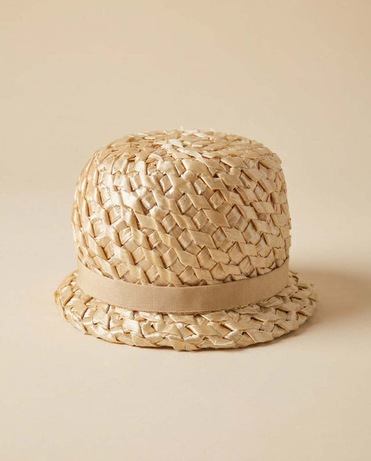 Vintage Jonquil Straw Boater Hat | Natural Raffia Summer Hat | Woven Straw Skimmer Hat | Garden Party Hat | Cottagecore Millinery