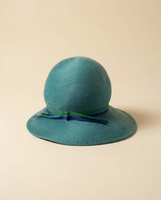 Vintage Mr John Sophisticate Turquoise Wool Hat | 1960s Wide Brim Cloche Hat | Aqua Blue Felt Hat | Mod Designer Millinery | Jackie Kennedy Style