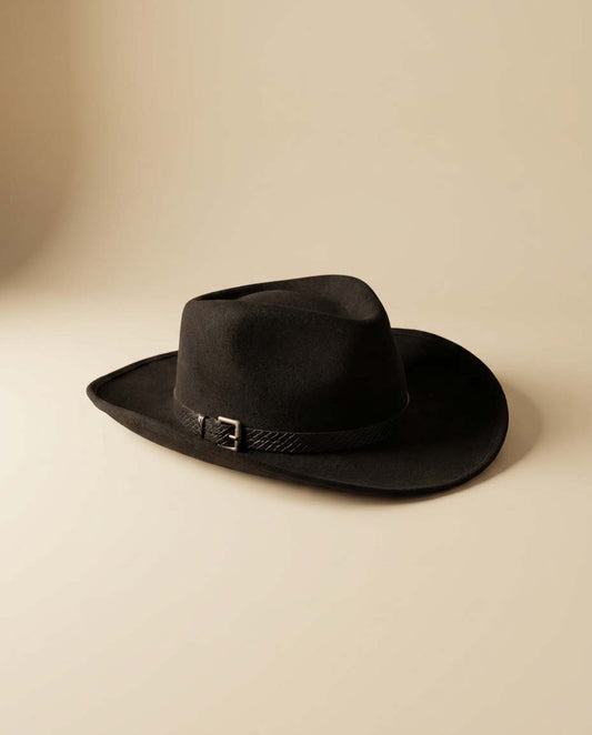 Vintage Eric Javits Black Wool Western Hat | Designer Cowboy Hat | Luxury Felt Ranch Hat | Black Wide Brim Western Hat | Unisex Western Fashion