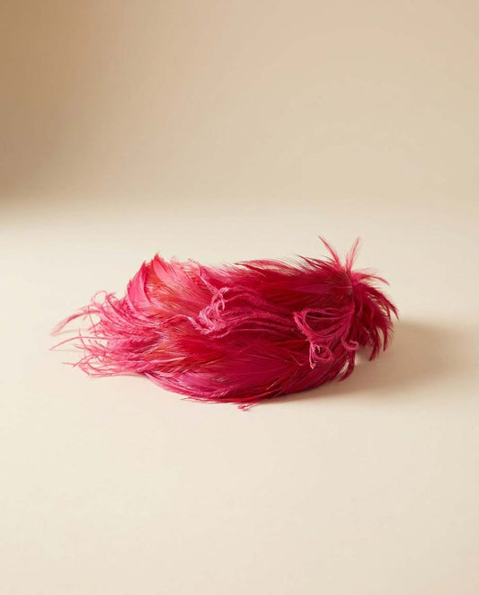 Vintage Pasadena Hats Pink Feather Fascinator | 1950s Cocktail Hat | Fuchsia Feather Half Hat | Mid Century Millinery | Statement Occasion Headpiece