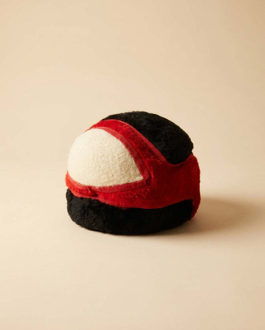 Vintage Mr John Classic Colorblock Fur Hat | Red Black Ivory Faux Fur Hat | 1980s Statement Winter Hat | Avant Garde Millinery