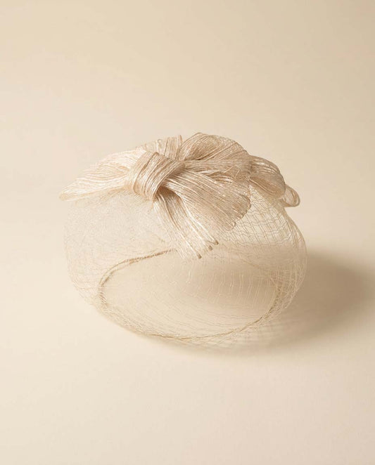 Vintage Ivory Veiled Fascinator Hat | Bridal Birdcage Veil Headpiece | Sculptural Bow Fascinator | Wedding Cocktail Hat | Elegant Vintage Millinery