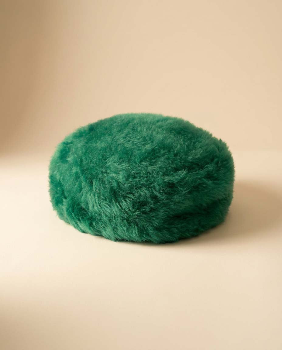 Vintage Emerald Green Faux Fur Pillbox Hat | 1960s Mod Winter Hat | Bright Teal Green Furry Hat | Retro Statement Millinery