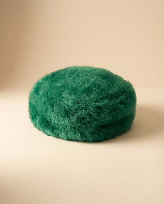 Vintage Emerald Green Faux Fur Pillbox Hat | 1960s Mod Winter Hat | Bright Teal Green Furry Hat | Retro Statement Millinery
