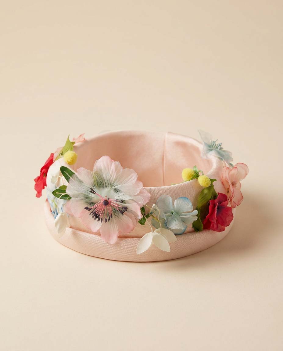 Vintage Floral Halo Hat | 1960s Pink Garden Party Hat | Pastel Flower Fascinator | Easter Hat | Tea Party Millinery | Wedding Guest Hat