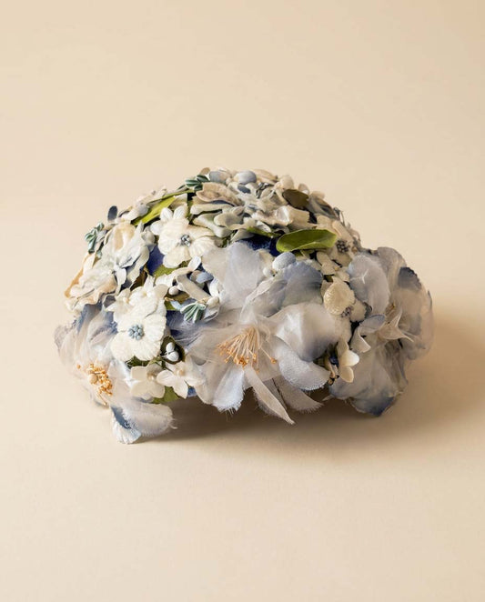 Vintage Blue Floral Pillbox Hat | 1950s Flower Covered Fascinator | Something Blue Bridal Hat | Wedding Guest Hat | Cottagecore Millinery