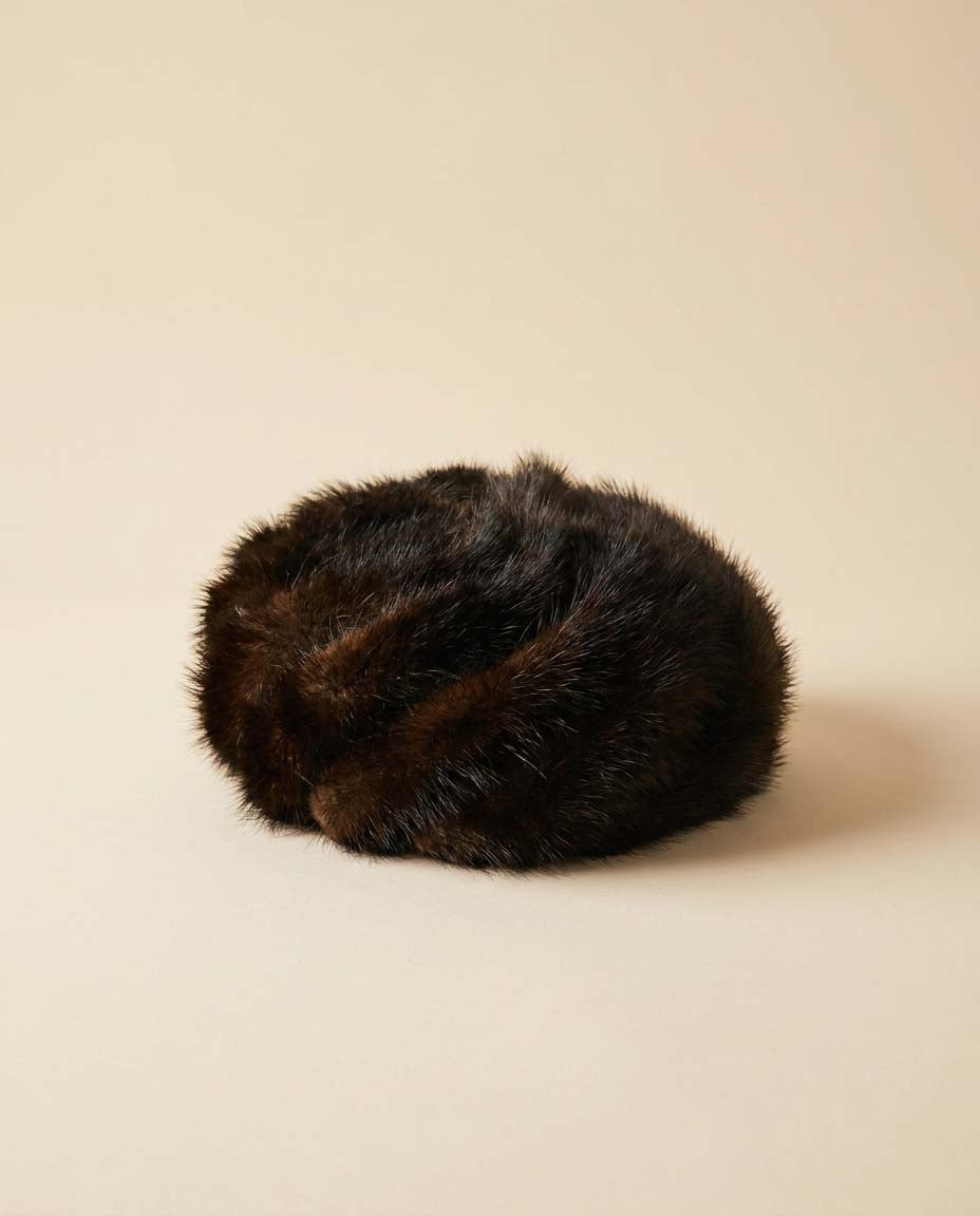 Vintage Mink Fur Pillbox Hat | Cécile Original New York | 1950s Brown Mink Cocktail Hat | Mid Century Fur Hat | Classic Winter Millinery