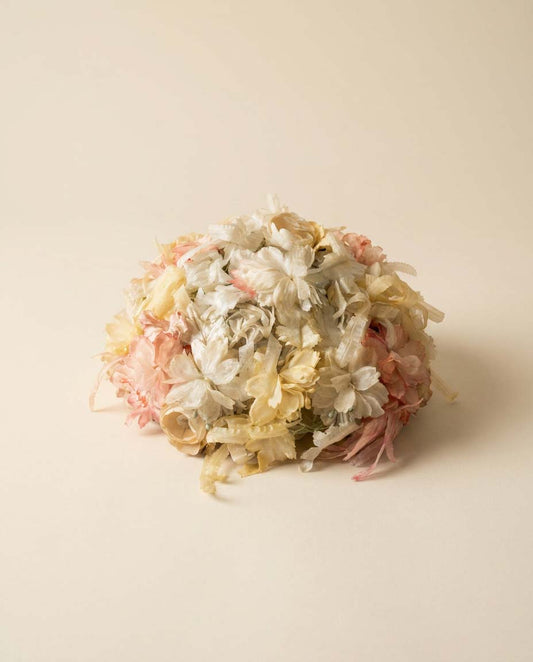 Vintage Floral Half Hat | 1950s Flower Crown Hat | Pastel Floral Cocktail Hat | Romantic Spring Garden Millinery | Cottagecore Bridal Headpiece