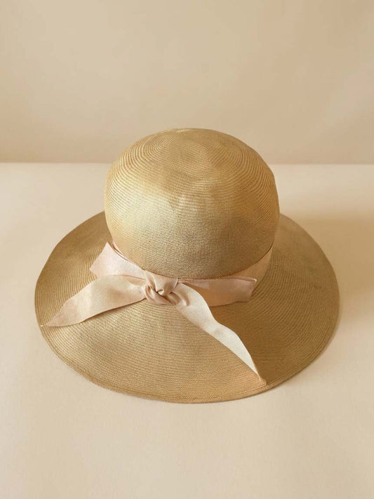 Vintage Gene Doris Straw Sun Hat | Wide Brim Summer Hat | 1960s Natural Straw Hat | Garden Party Hat | Coastal Resort Millinery