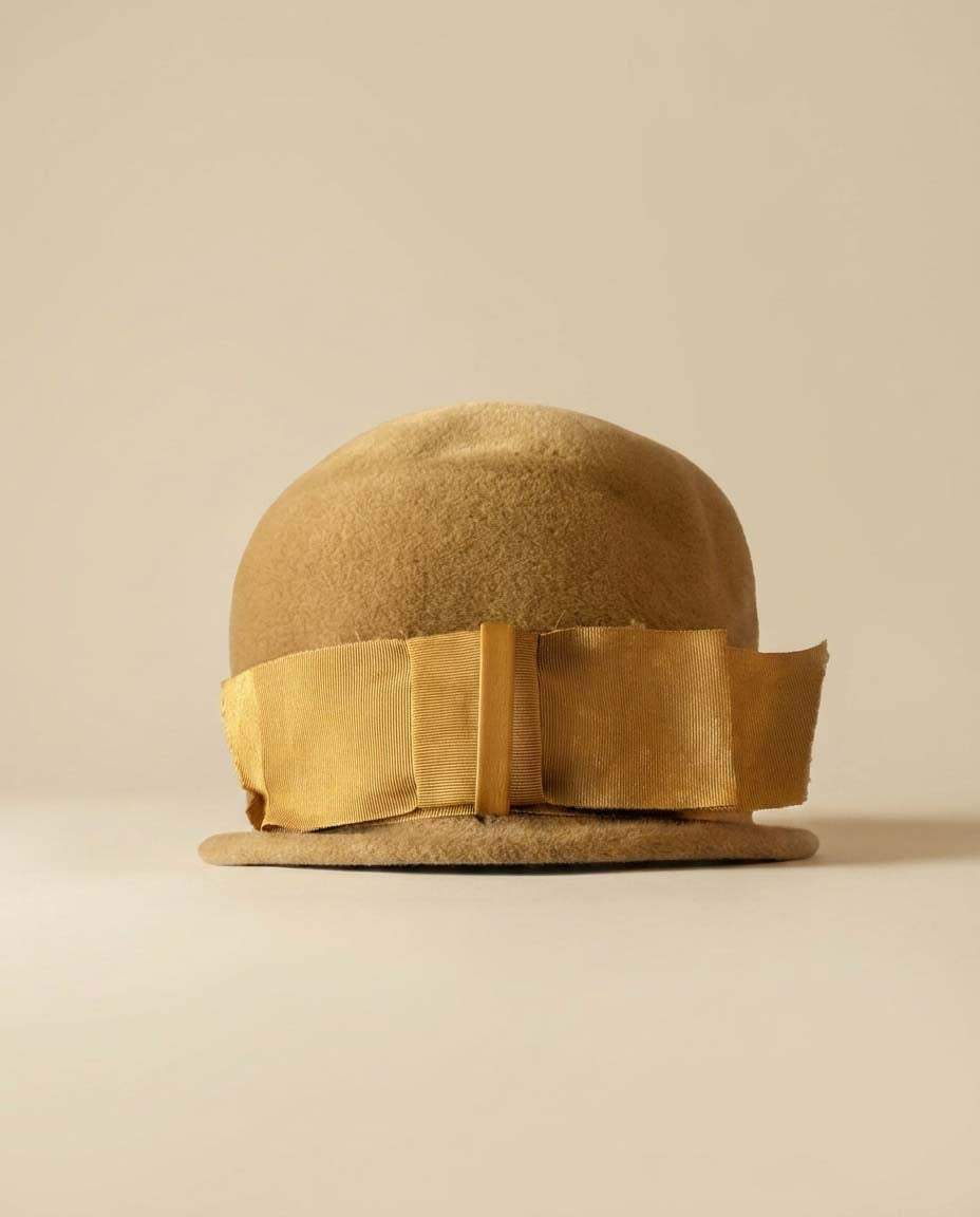 Vintage Robbel Room Velour Cloche Hat | Camel Wool Felt Hat | 1960s Mod Bucket Hat | Classic Neutral Millinery