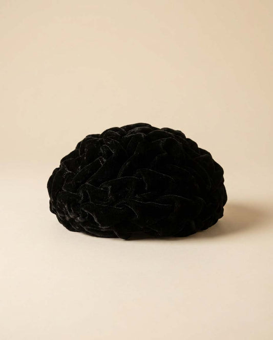 Vintage Black Velvet Beret Hat | 1950s Woven Velvet Tam | Sculptural Ribbon Beret | Mid Century Cocktail Hat | Old Hollywood Style